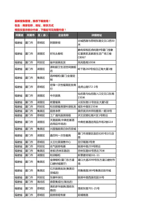新版福建省厦门市厨卫电器企业公司商家户名录单联系方式地址大全491家