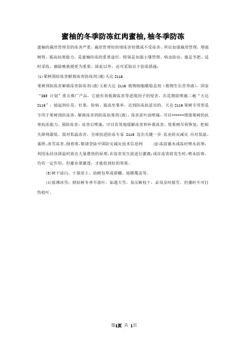 蜜柚的冬季防冻红肉蜜柚,柚冬季防冻