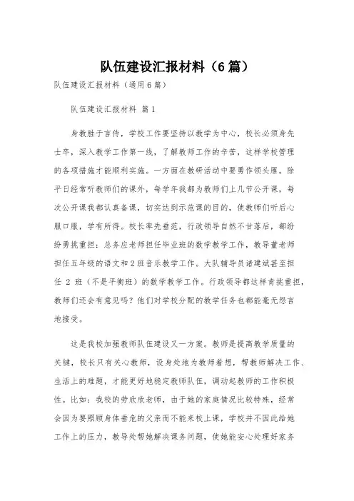 队伍建设汇报材料(6篇)