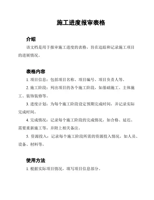 施工进度报审表格