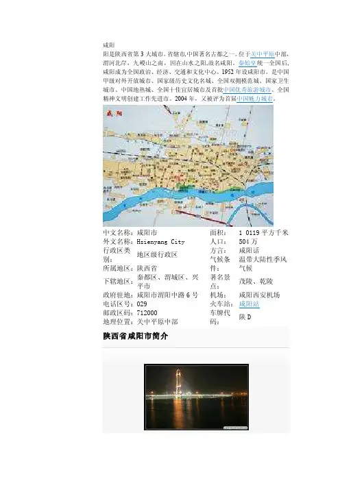 咸阳简介——精选推荐