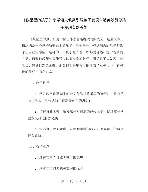 《数星星的孩子》小学语文教案引导孩子发现自然美妙