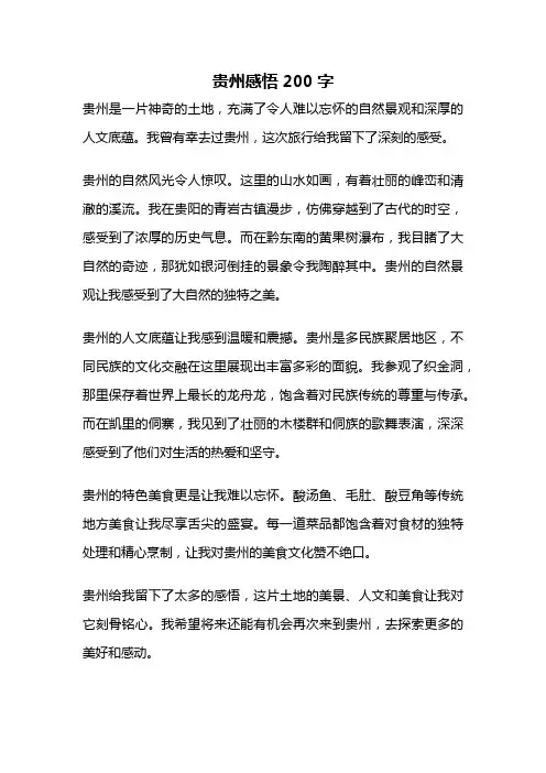 贵州感悟200字