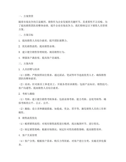 销售人员管理方案介绍