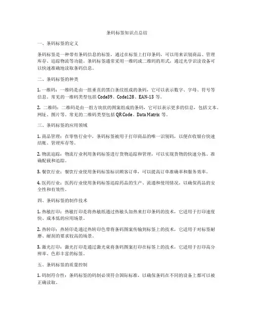 条码标签知识点总结