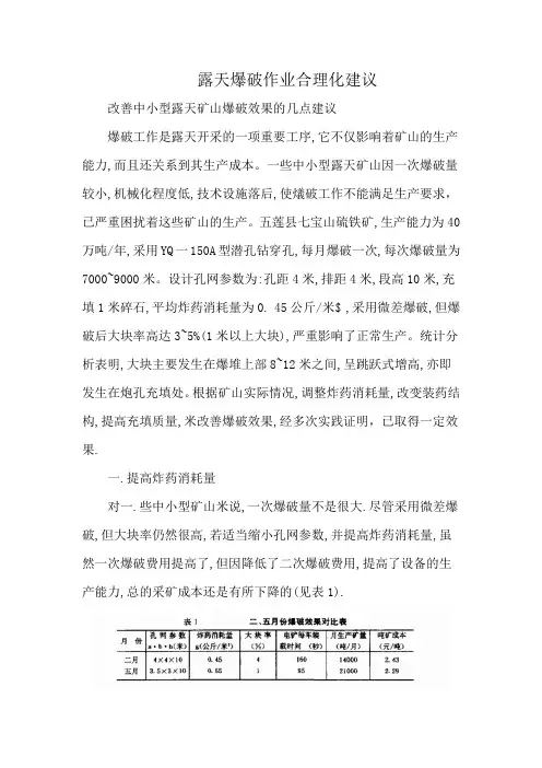 露天爆破作业合理化建议