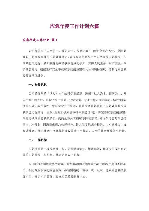 应急年度工作计划六篇
