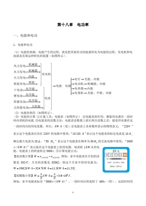 最新人教版九年级物理下册知识总结