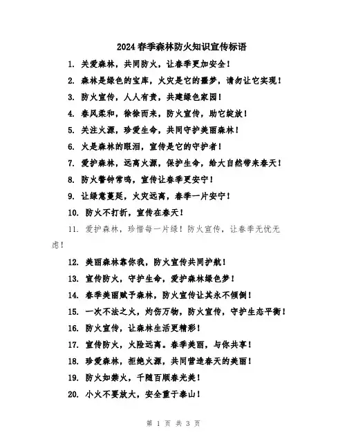 2024春季森林防火知识宣传标语