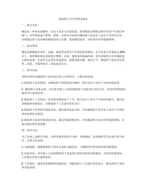 煤泥烘干可行性研究报告