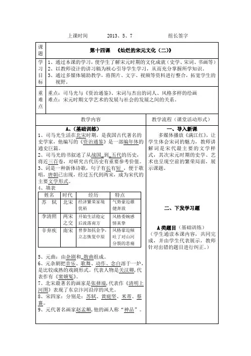 第十四课  《灿烂的宋元文化(二)》