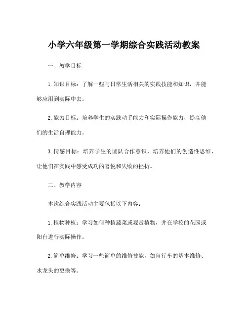 小学六年级第一学期综合实践活动教案