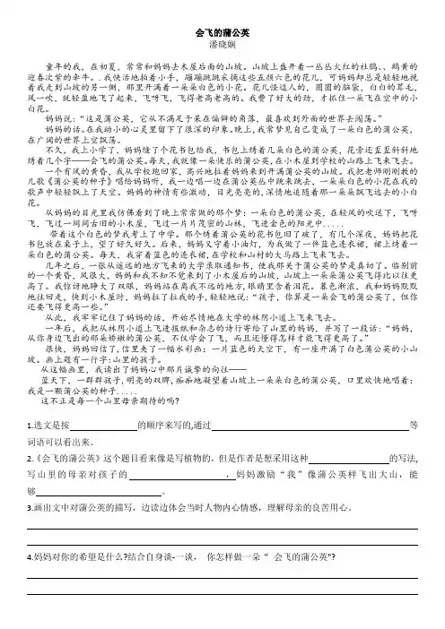 会飞的蒲公英