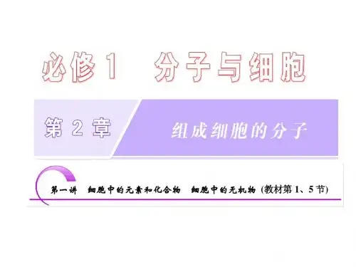 细胞中的元素和化合物 细胞中的无机物