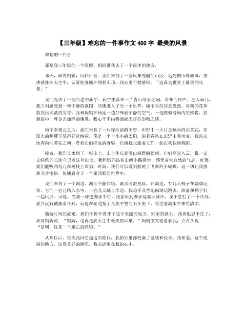 【三年级】难忘的一件事作文400字 最美的风景