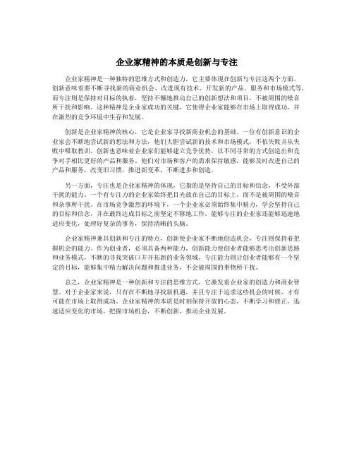 企业家精神的本质是创新与专注