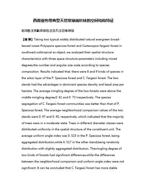 西南亚热带典型天然常绿阔叶林的空间结构特征
