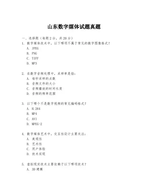 山东数字媒体试题真题