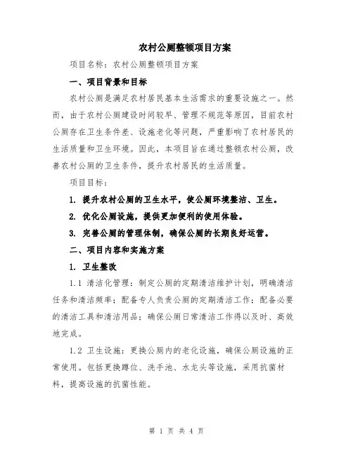 农村公厕整顿项目方案