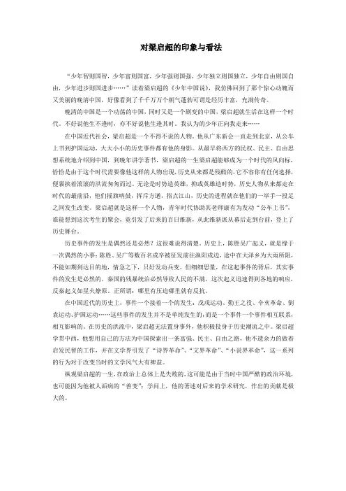 对梁启超的印象与看法