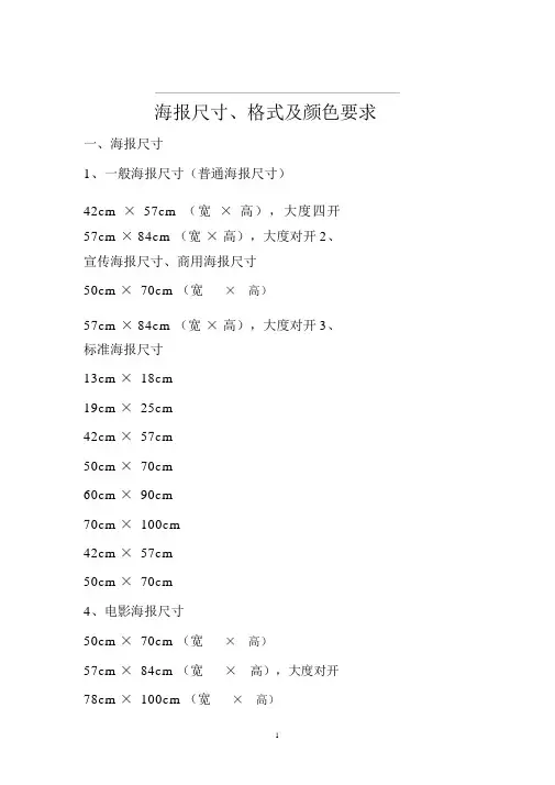 海报尺寸、格式及颜色要求精编版