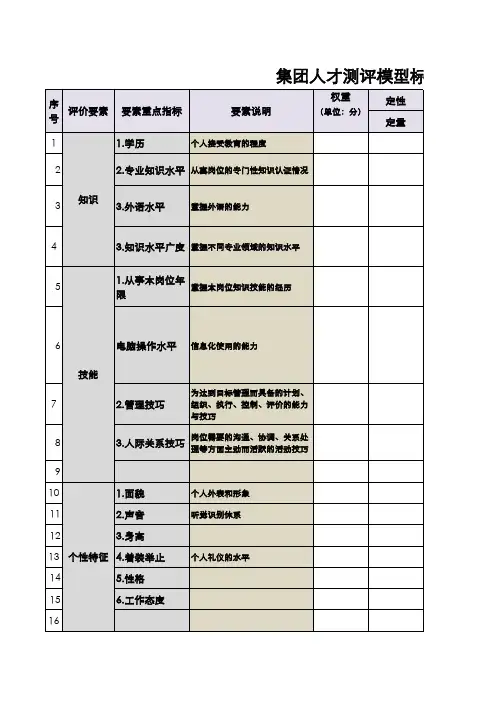 集团人才测评模型标准