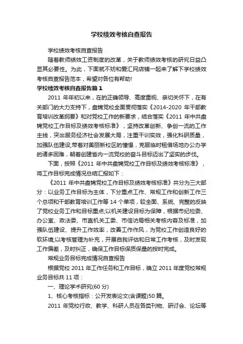 学校绩效考核自查报告