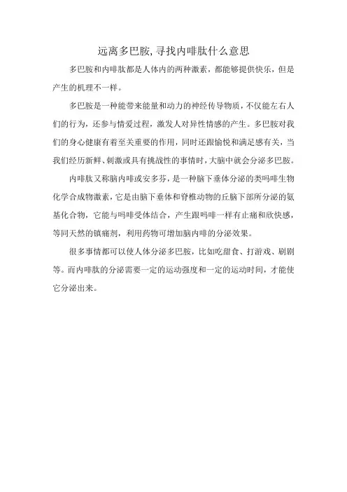远离多巴胺,寻找内啡肽什么意思