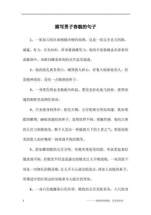 描写男子容貌的句子