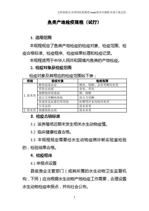 鱼类产地检疫规程