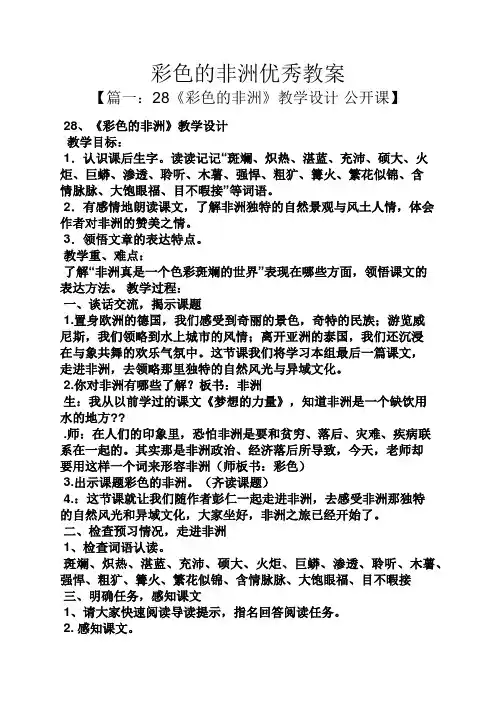 彩色的非洲优秀教案