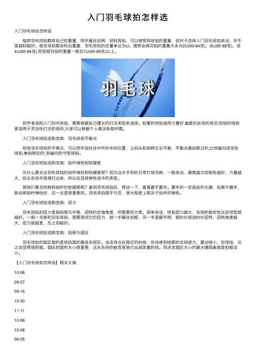 入门羽毛球拍怎样选