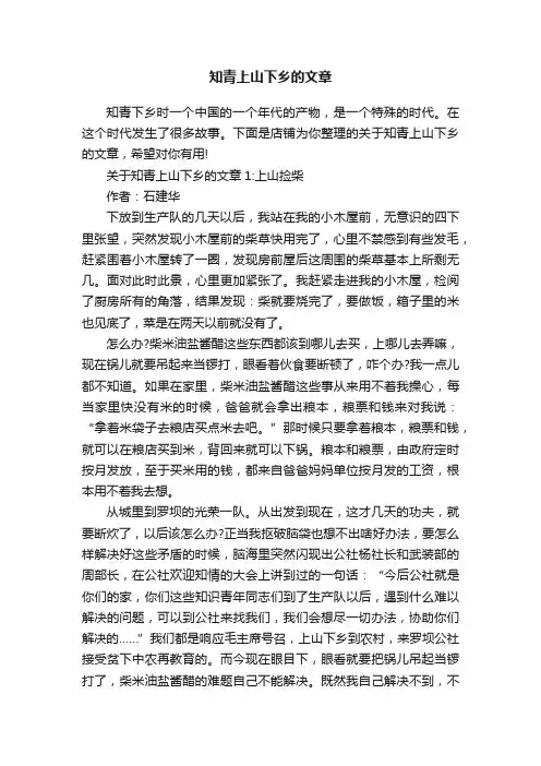 知青上山下乡的文章