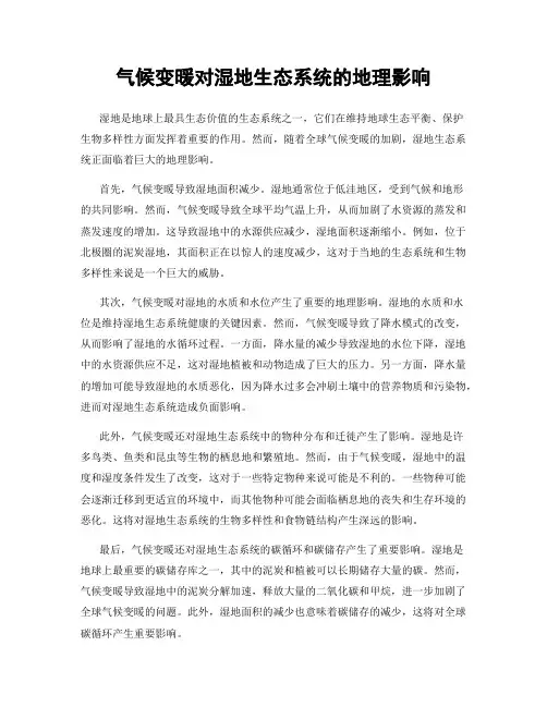气候变暖对湿地生态系统的地理影响