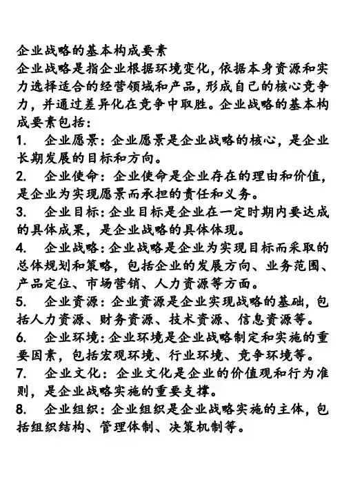 企业战略的基本构成要素