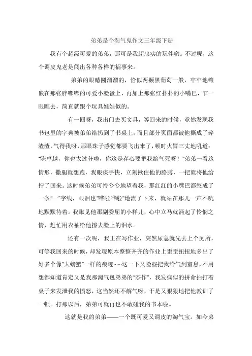 弟弟是个淘气鬼作文三年级下册