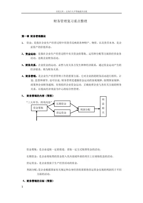 财务管理复习重点整理