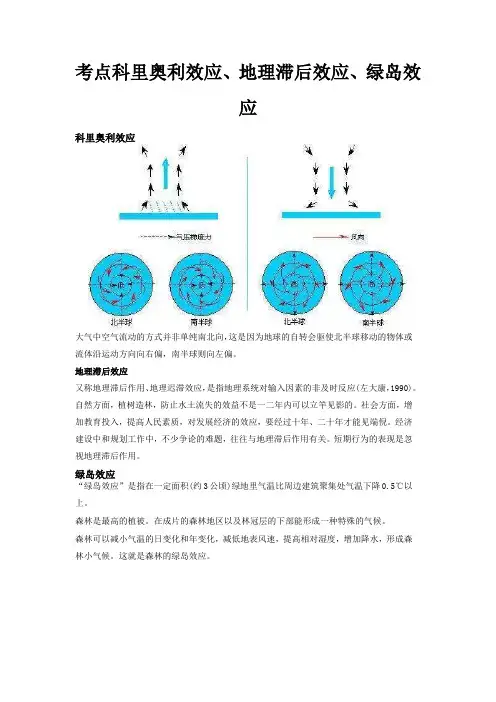 新高考地理科里奥利效应地理滞后效应绿岛效应