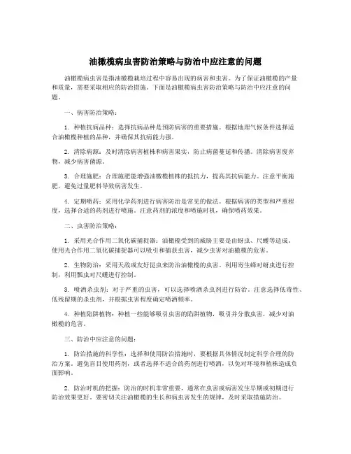 油橄榄病虫害防治策略与防治中应注意的问题
