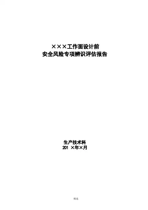工作面设计前安全风险专项辨识评估报告