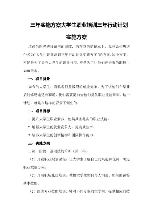 三年实施方案大学生职业培训三年行动计划实施方案