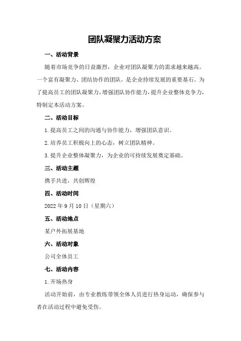 团队凝聚力活动方案怎么写