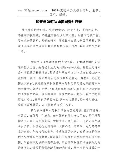 谈青年如何弘扬爱国奋斗精神