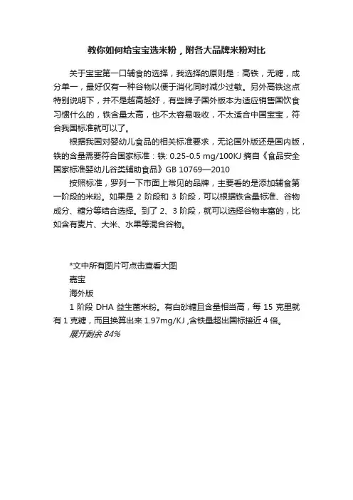 教你如何给宝宝选米粉，附各大品牌米粉对比