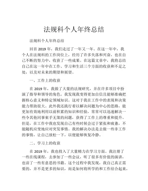 法规科个人年终总结