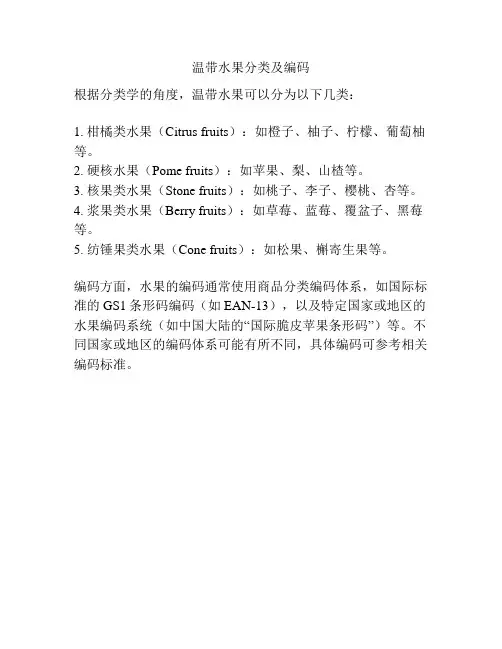 温带水果分类及编码