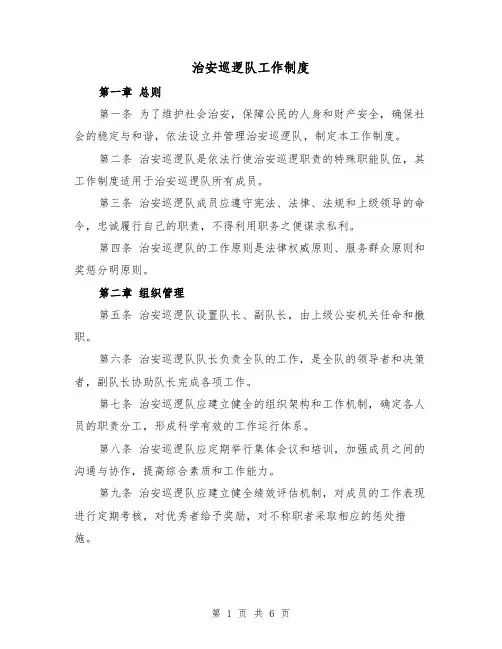 治安巡逻队工作制度(三篇)