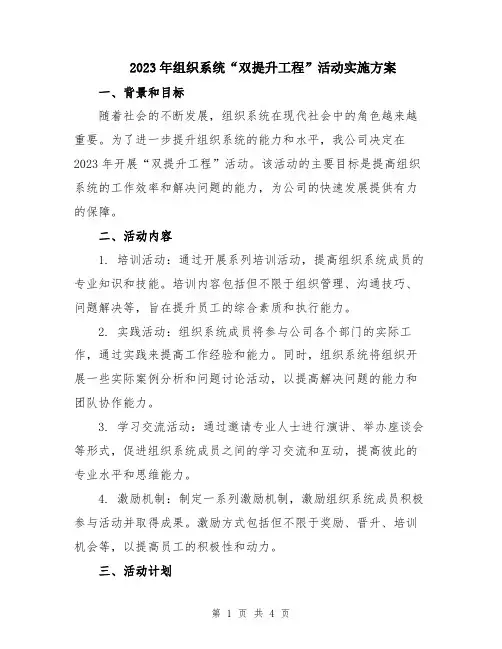 2023年组织系统“双提升工程”活动实施方案