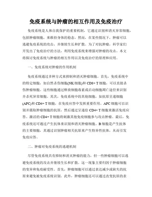 免疫系统与肿瘤的相互作用及免疫治疗