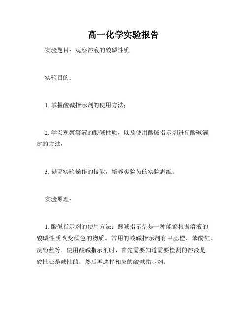 高一化学实验报告